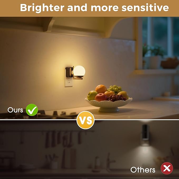 L LOHAS LED Night Lights Plug Into Wall, Dusk to Dawn Sensor, Soft White 3000K Nightlight, 0-100LM Adjustable Brightness, Plug in Night Light for Bathroom, Hallway, Bedroom, Stairway