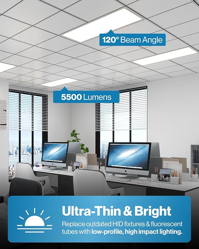 Sunco 12 Pack 2x4 LED Flat Panel Light Drop Ceiling Office Fixture, 6500 LM, Selectable Features, 30W/40W/50W, 4000K/5000K/6000K, Dimmable (0-10V), Surface or Suspension Mount, Dustproof ETL