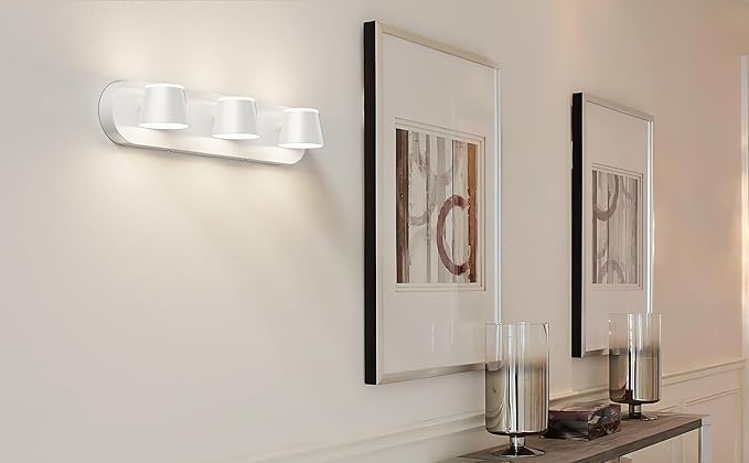 URSOLA 3 Light Bathroom Vanity Light LED White Wall Light Fixtures Up and Down Rotatable Dimmable 20 inch Bathroom Lighting