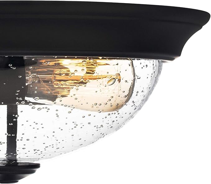 Prominence Home 13 Inch Elegant Flush Mount Ceiling Light, Seeded Glass Lighting Fixture, Bedroom or Living Room, Madalyn, 51381-31, Oil Rubbed Bronze