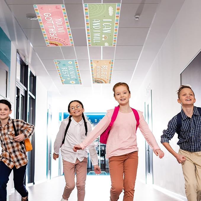 8 Pcs Fluorescent Light Covers with 80 Magnets Decorative for Classroom Ceiling Lights 4 x 2 Feet Magnetic Light Cover Filter Easy Install for Office Hospitals Drop Home Ceiling Supplies (Boho)
