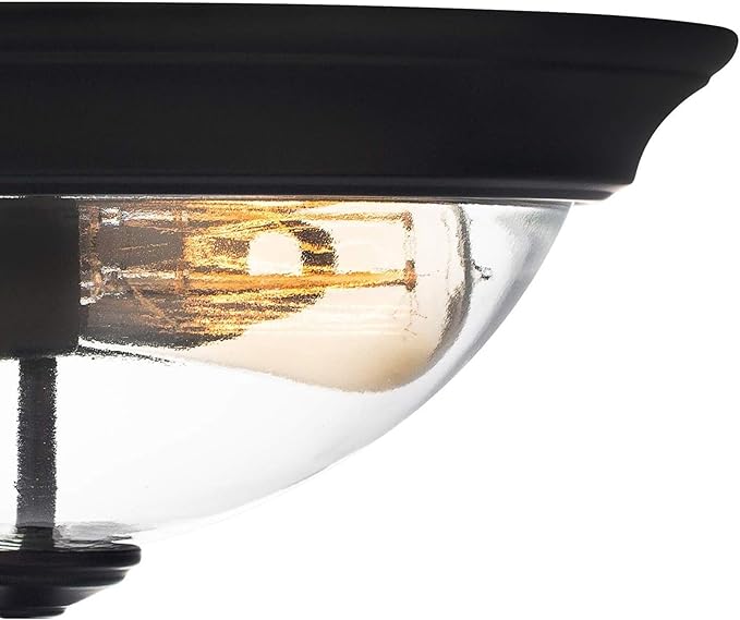 Prominence Home 13 Inch Elegant Flush Mount Indoor Ceiling Light, Clear Glass Lighting Fixture for Bedroom or Living Room, Madalyn, 51379-01, Bronze