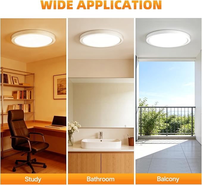 7 Inch 2Pack Super Slim Flush Mount Ceiling Light Fixture,18W 1400LM Dimmable 3CCT Selectable 3000K-6000K Round Light Fixture for Living/Bedroom,Kitchen/Bathroom,Porch &All Indoor Spaces White
