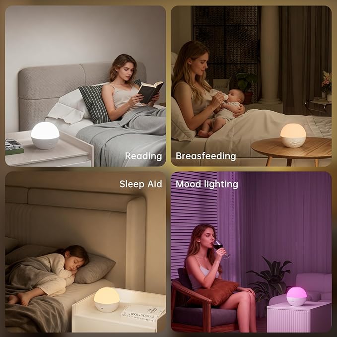 Night Light, Dimmable Touch Lamp for Bedroom, 16 RGB Colors, 5 Brightness, Portable Rechargeable Bedside Table Lamp for Baby Nursery Living Room