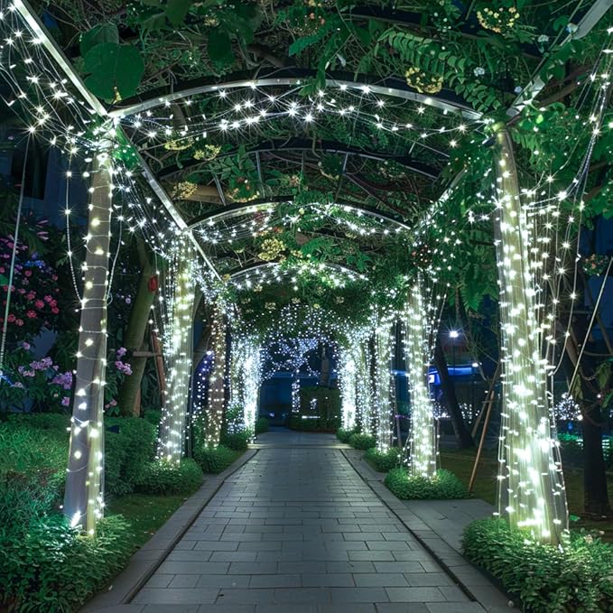 JMEXSUSS 150 LED White Christmas Lights Indoor Outdoor Waterproof, 59 Ft Connectable White String Lights Plug in, 8 Modes Twinkle Fairy Light for Bedroom Room Party Christmas Tree Decor (Pack of 2)