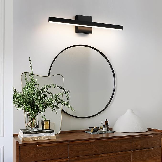 KAISITE Modern Black Bathroom Light - 24 inch Dimmable 5CCT LED Bar Vanity Light Over Mirror
