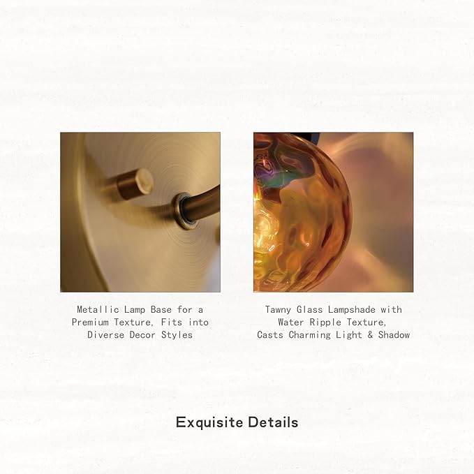 Gold Wall Sconce Light Amber Hammered Glass Vanity Lighting Brushed Brass Champagne Wall Lamp for Bathroom Over Mirror