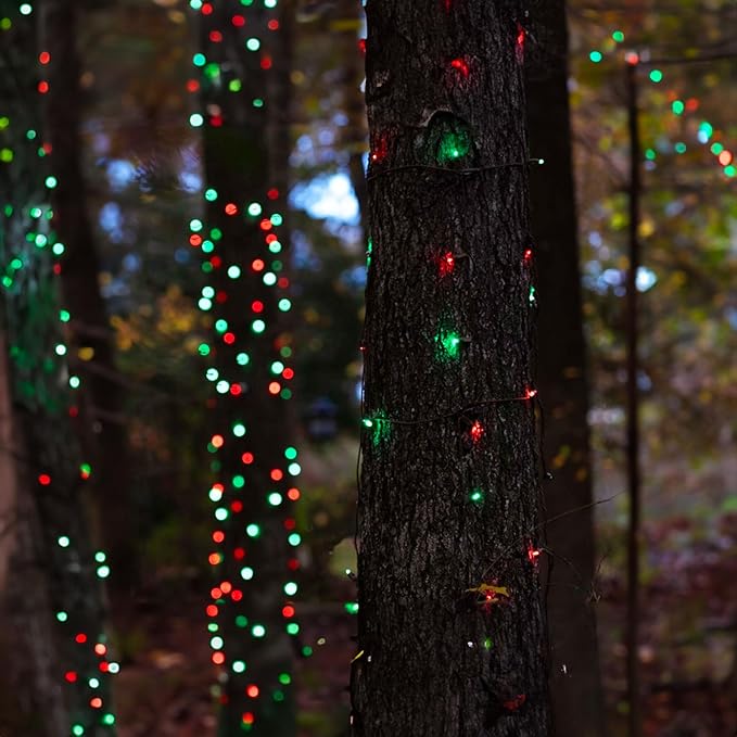 TW SHINE Red and Green Christmas Lights, 1000 LED 328FT Christmas Tree Lights Plug in with 8 Modes, Remote Waterproof Xmas String Lights Outdoor Indoor Decorations for House Yard Decor, HB-500CO