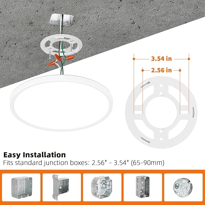 2Pack Ceiling Light with Night Light for Bedroom Hallway, 4-Years Warranty 12 Inch LED Flush Mount Round Dimmable Ceiling Light 24W 2600LM, Selectable 2700K-3000K-4000K-5000K-6500K, White
