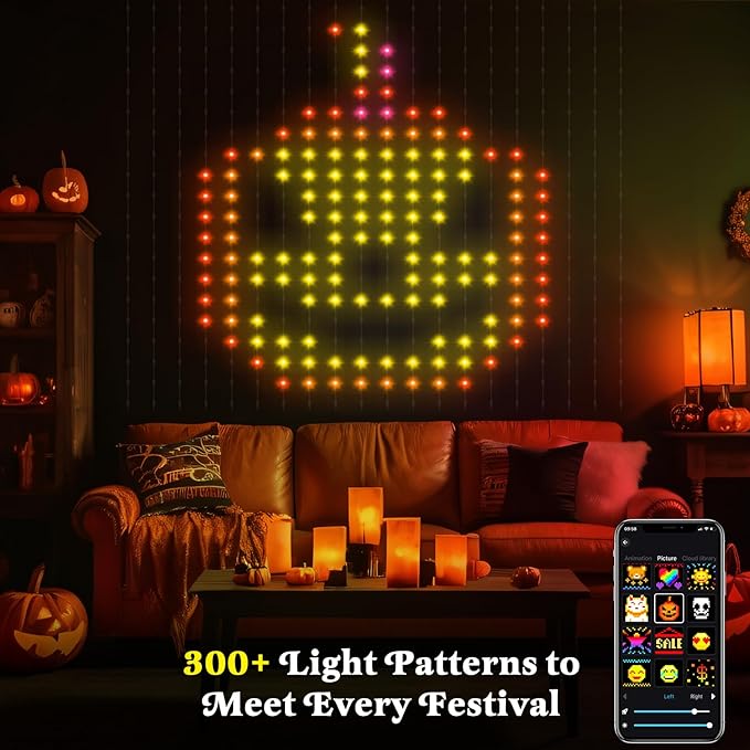CoziTech Smart Curtain Lights 400 LED, Color Changing LED Curtains Light 6.6 * 6.6 FT, DIY Fairy String Light Curtain for Bedroom Backdrop Party Indoor Outdoor Holiday Decor (APP +Remote Control)