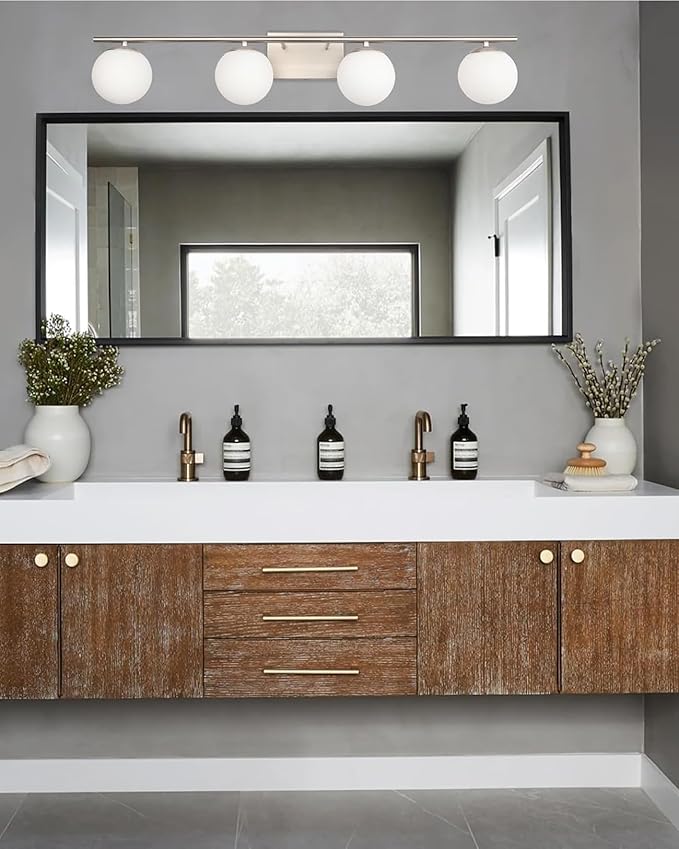 New Bathroom Vanity Light Fixtures 4 Lights Brushed Nickel Glass Shade Modern Wall Bar Sconce Over Mirror((Exclude G9 Bulb)