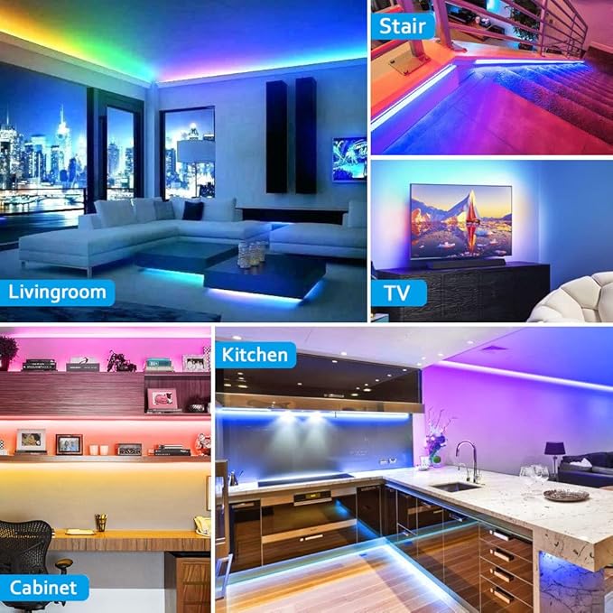 8 PCS RGB Under Cabinet Lighting Kit, App and Remote Control Led Strip Lights, Music Sync Color Changing Led Lights with ETL Listed Power Adapter, for Cabinet, Counter, Shelf, Bookcase, 13ft