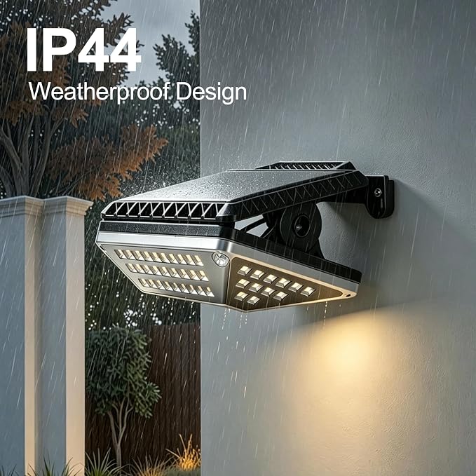 USB & Solar Powered Clip-on Lights, Waterproof 110 LEDs 600 LM Motion Sensor Outdoor Lights, 3 Lighting Modes, Easy to Install Solar Wall Lights for Fence, Deck, Patio & Porch (2-Pack)