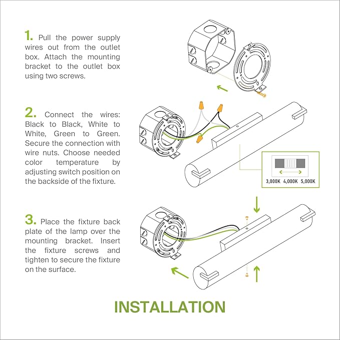 ASD LED 24" Vanity Wall Mount Light Fixture, Linear Bathroom Lighting Bar | 3CCT, Dimmable, Energy Star, ETL Listed | 25W 1950LM 3000-5000K 120V | Long Tube Bath Sconce Over Mirror | Nickel, 4 Pack