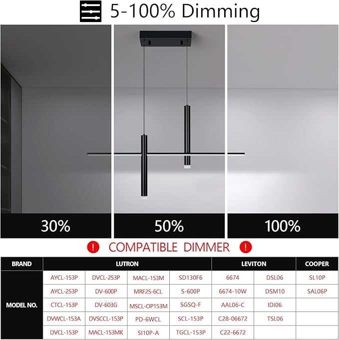 Modern LED Linear Pendant Light with Dual Spotlights Dimmable 6000K Pendant Lights Kitchen Island Plated Black Chandeliers for Dining Room Table Living Room Bedroom(L31.5in)