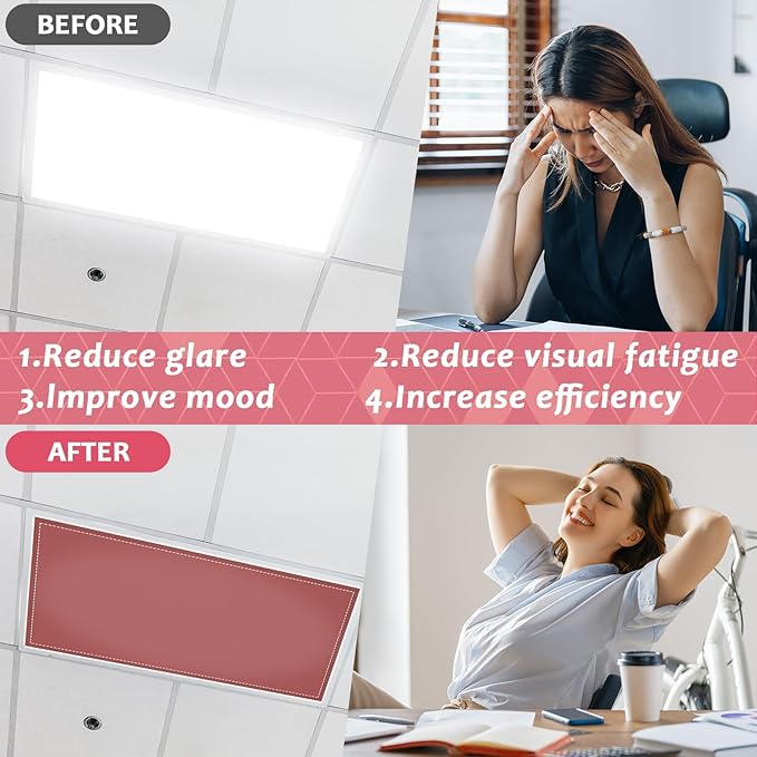 QOUBAI 6PCS Fluorescent Light Covers, 4x2 Feet Magnetic Light Cover Fluorescent Lights Shade Panel Positive Inspirational Ceiling Lights Filters for Office Classroom Home Drop Ceiling Morandi