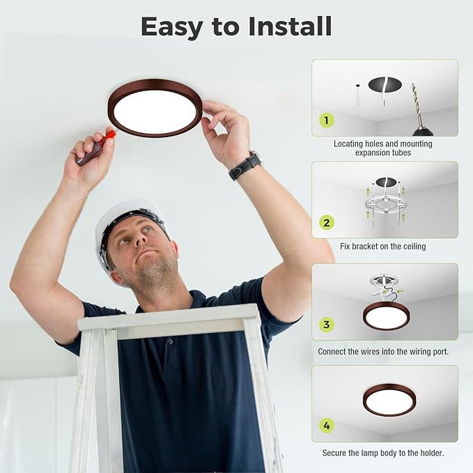hepside LED Flush Mount Ceiling Light Fixture Oil Rubbed Bronze, 7Inch 15W, Dimmable&3000K-6500K Adjustable Low Profile Ceiling Light, 1500LM Round Lamp for Bathroom, Bedroom, Closet, Kitchen, Hallway