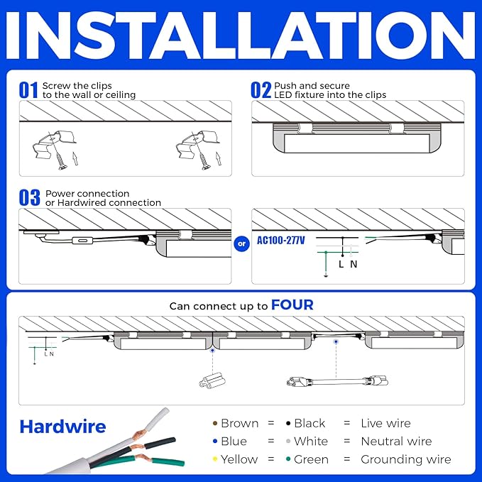 Barrina 8FT LED Shop Lights, 72W 10000LM 5000K, Daylight White, V Shape, Clear Cover, Hight Output, Linkable, T8 LED Tube Lights for Garage 8 Foot with Plug, 4 Packs