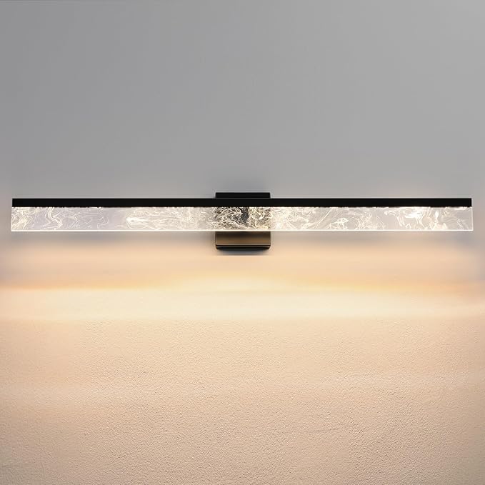 AIJIASI Bathroom Light Fixtures Over Mirror, 39 Inch Bathroom Vanity Light Black LED Vanity Light Bar, 28W Dimmable Modern Bath Vanity Lighting Fixtures Wall Mount 3000K