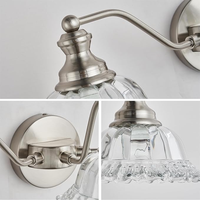 XIEDUN Brushed Nickel Bathroom Vanity Light Fixture 3 Light Vanity Lights for Bathroom Vanity Light Fixtures