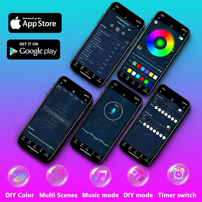 50FT Outdoor LED Strip Light IP68 Waterproof,Outside RGB Light Strip with App/Remote Control,Chase Mode,Music Sync Rope Light for Balcony,Deck,Rooftop,Garden,Pool