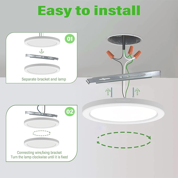 5.4" Flush Mount Ceiling Light Dimmable with ETL CERT, 5000K White LED Ceiling Lights Ultra Thin Round Ceiling Light Fixture for Bedroom, Bathroom,Kitchen, Hallway,Basement,Closet,7Pack