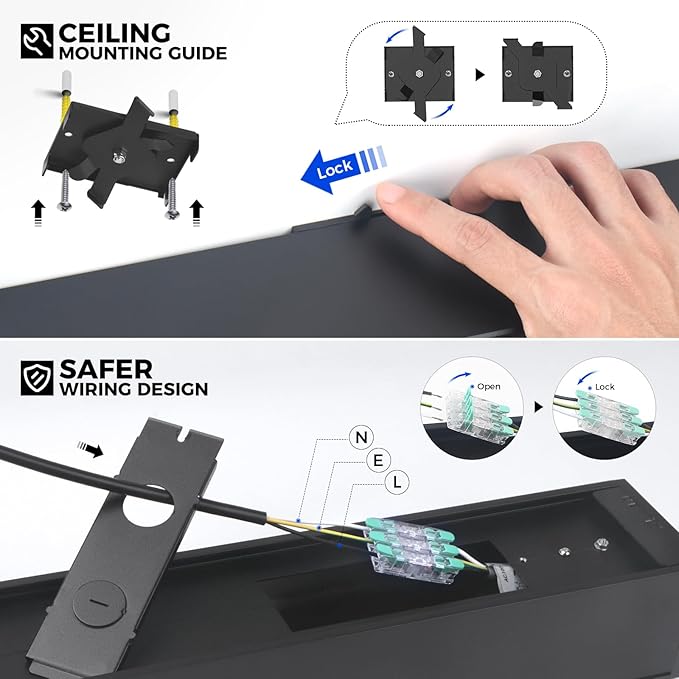 Barrina 7566 Remote Series LED Linear Light Fixture with Remote, 2nd-Generation, 4FT 50W Seamless Connection, 3000K-6000K Color Changing, Dimmable Office Shop Lighting Fixture, Black, 4 Packs