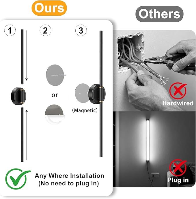 Battery Operated Wall Sconces Set of 2, Dimmable 6000mAh Rechargeable Wall Lights, LED Wall Lamp with Remote Control