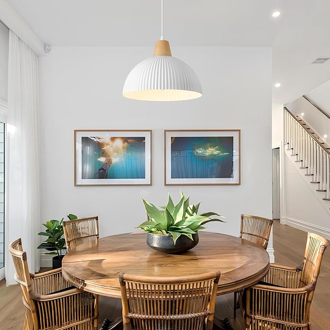 White Pendant Lights Kitchen Island, 11.8" Dome Pendant Light Modern Farmhouse Hanging Light for Dining Room Bedroom Bar Sink