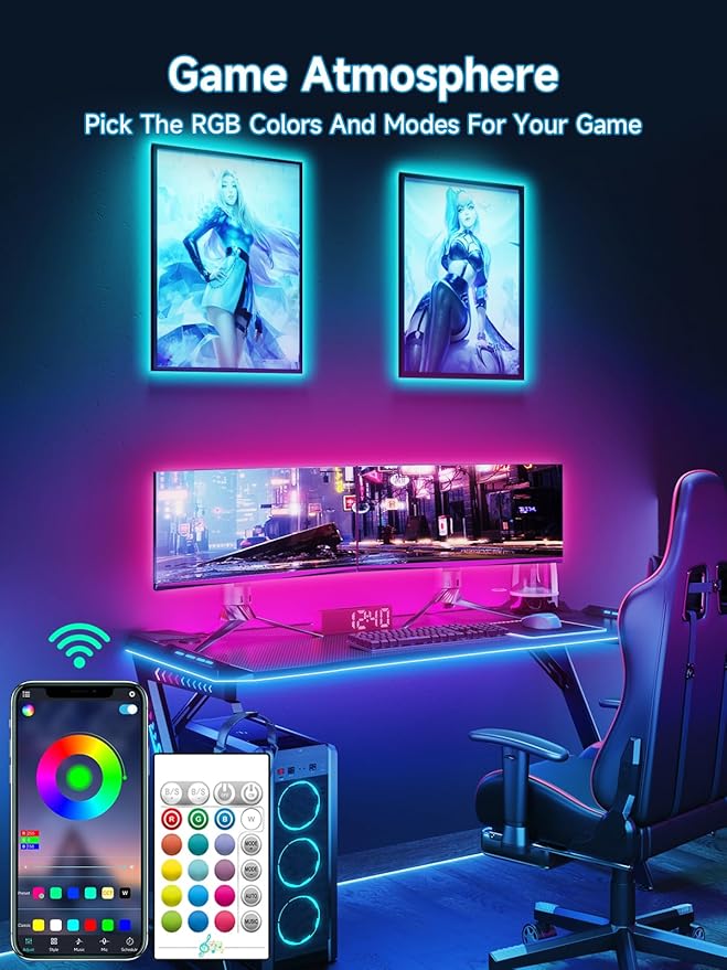 Tyute TV LED Lights, 16.4ft LED Lights for 45-75 Inch TV Behind Lighting, RGB Color Changing TV Backlight with APP & Remote Control, Music Sync USB LED Strip Light for Bedroom Gaming Room Decor
