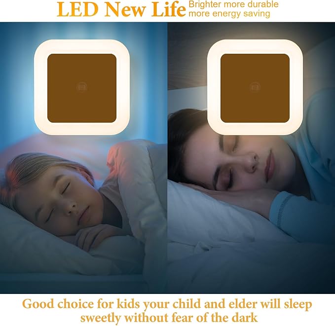 Tuanse LED Night Lights Plug into Smart Sensor Automatic Night Lamp Nightlights Accessories for Bedroom Bathroom Toilet Stairs Kitchen Hallway(24 Pcs,White,Warm Light)