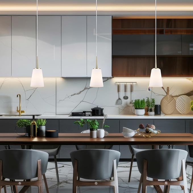 Montgomery 1-Light Pendant Light | Brushed Gold Finish with White Frosted Glass Shade | Adjustable Hanging Height to 82.75" | Uses E26 Medium Base Bulb (Gold, Pendant)