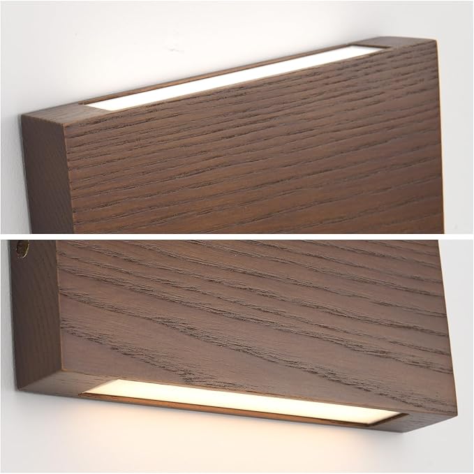 Wood Wall Sconce Indoor Wall Lights Hardwired 2 Pack Up and Down,wall Lights for Living Room,sconces wall Lighting,Bedroom Lights for wall,led wall Sconce,Bed Side Lamps,wall Lights for Bedroom