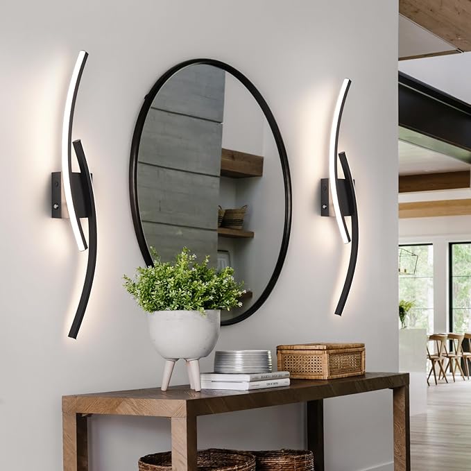 15000mAh Battery Operated Wall Sconce,Black Wall Sconces with Remote Control,3000K-6000K Modern LED Wireless Wall Light for Living Room, Hallway, Bedroom, 39.3 Inch