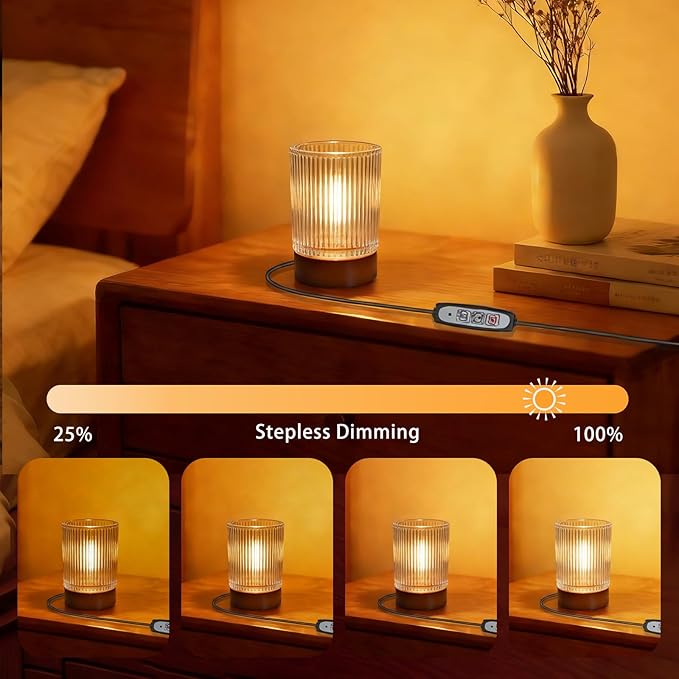Night Light Bedside Lamp Touch and Dimmable Tabletop Brightness Adjustable for Adults, in Bed at Night Put on Table, Headboard, Dorm,Bedroom (Striped Pattern)