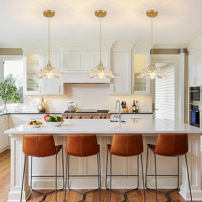 Glass Pendant Light Vintage Light Fixtures,Transparent Modern Chandelier Pendant,E26 Pendant Lights Kitchen Island,10.6 inch Hanging Lamp for Bedroom Hotel Dining Room 1 Light