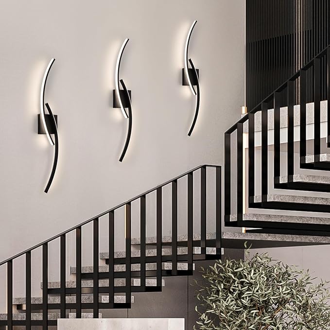 Hardwired 3000~6000K Modern Wall Sconce, 31.5IN Black LED Wall Light Fixtures Wall Lights for Bedroom, Living Room, Hallway and Bedside Wall Lamp