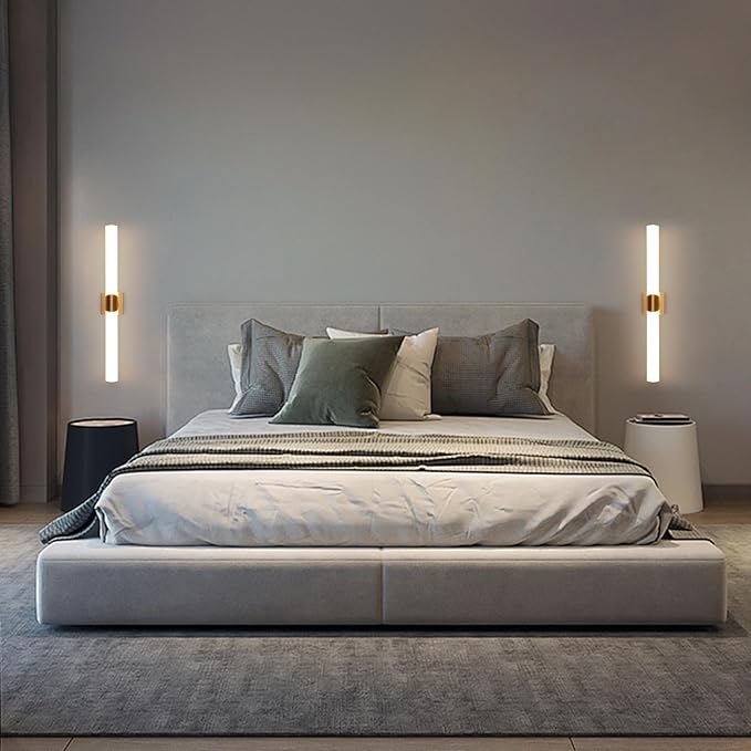 Modern Wall Sconce 30 Ihch Gold Bathroom Sconces LED Wall Lighting Fixtures with Acrylic Shade Hardwired Long Vanity Lights Over Mirror for Bedroom Living Room Hallway