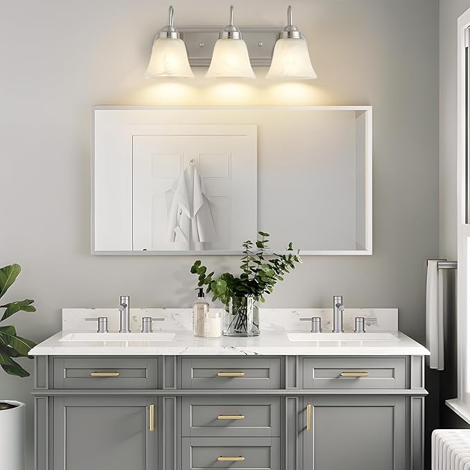 3 Light Bathroom Vanity Lights, Bathroom Light Fixtures Over Mirror, Modern Lighting Fixtures Brushed Nickel Wall Lamp Vanity Lights Apply for Mirror Living Room Cabinet Bedroom, Bulb Not Included