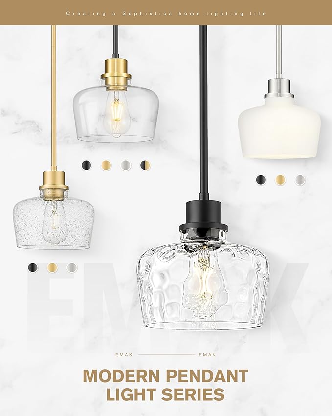 Emak Gold Pendant Lights Kitchen Island, 10 Inch Large Pendant Light with Milk Glass Shade, Modern Hanging Light Fixture for Kitchen, Dining Room, PL126-GD-ML