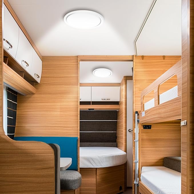 GZV RV Interior Light, Rv Puck Lights, Dimmable LED Ceiling Lights for Camper, DC 12V 4.75 Inch, RV Round Lights for Inside, LED Lights for Travel Trailer Boat 4 Pack (4000K - Cool White)