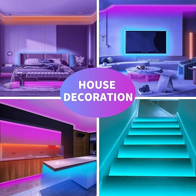 KSIPZE Led Strip Lights 200ft(2x100ft) RGB Music Sync Color Changing Bluetooth Led Lights with Smart App Control Remote Led Lights for Bedroom Room Lighting Flexible Home Décor