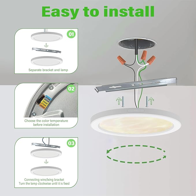 7.3" Flush Mount Ceiling Light Dimmable With ETL CERT, 5CCT LED Moon Style Round Light Fixture for Bedroom, Bathroom, Kitchen, Hallway, Basement, Closet, White 3Pack