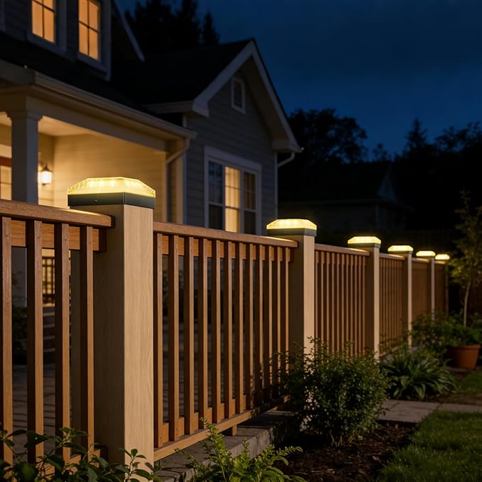 4x4 Solar Post Cap Lights 16 Pack, 3 Color Modes & 2 Brightness, IP67 Waterproof Fence Lights with Auto On/Off, 12-20H Runtime, No Wiring Needed for Outdoor Garden Yard