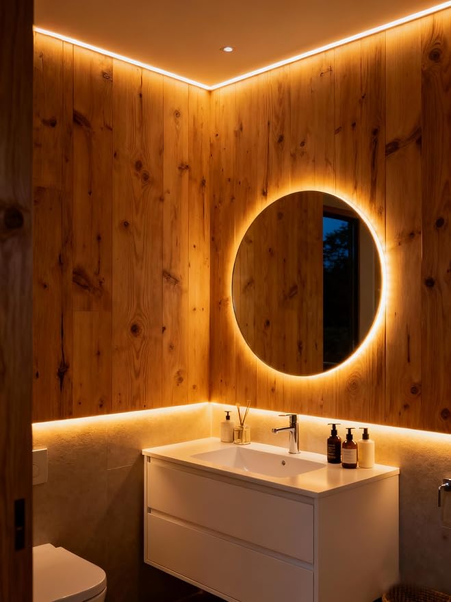 Warm White Led Lights Strip Rope Lights for Easter Housewarming Party Indoor Decor Cuttable Strip Lights for Baby Room Bedroom Bathroom Living Room Kitchen Ceiling Wall Vanity Mirror Decoration