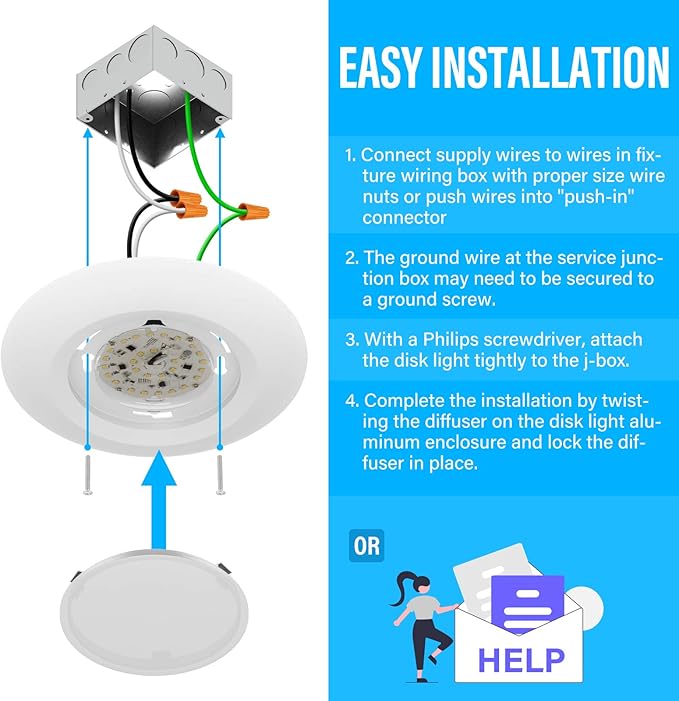ZAGO 20 Packs 6 Inch LED Disk Light Surface Mount Low Profile Recessed Retrofit Ceiling Fixture for J Box, Dimmable, 15W=75W, 980LM, 5000K Daylight White, CRI>80, ETL Listed, Wet Location