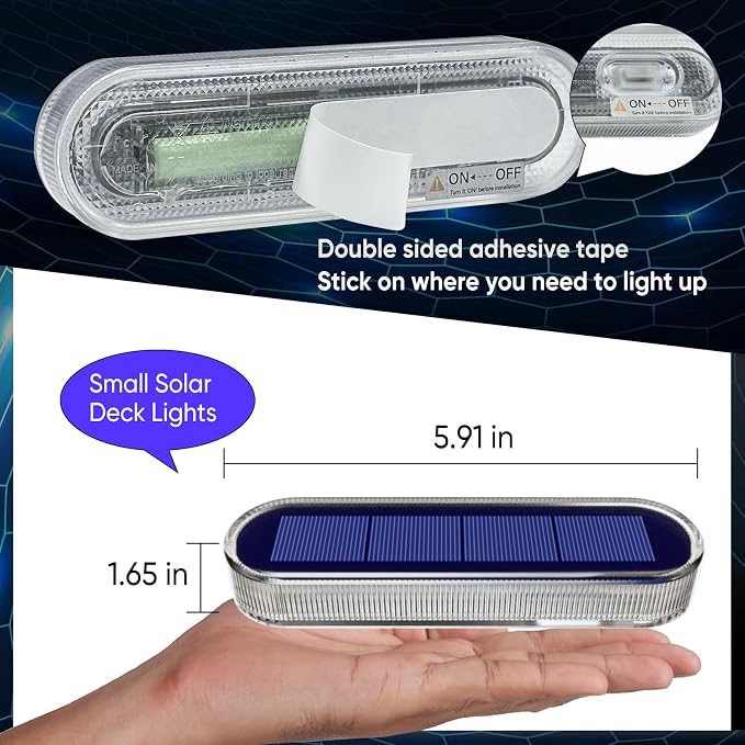 YiLaie Blue Solar Lights for Outside Stick on Boat Dock Step Driveway Strip Lights Solar Powered Outdoor Waterproof Deck Stairs Post Ground Pathway Walkway Accessories Auto ON/Off(8 Pack)