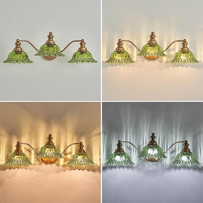 XIEDUN Vintage Green 3 Light Vanity Light Bathroom Light