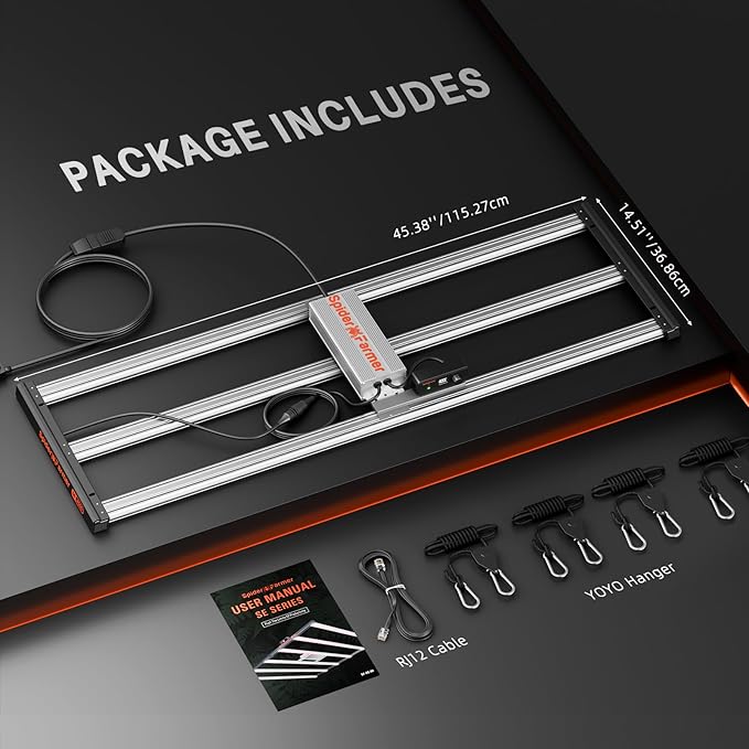 Spider Farmer SE4500 320W LED Grow Lights, Smart App Control, 2X4ft Coverage Full Spectrum Dimmable Bar Style Growing Lamp for Indoor Plants