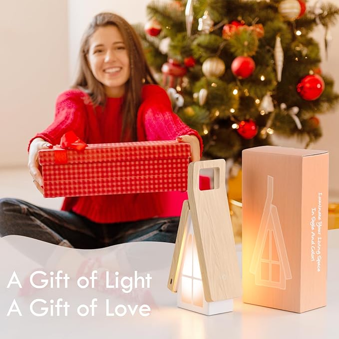 Bedside Table Lamp for Kids, Rechargeable Small Cordless Table Lamp, 3 Color Modes, Dimmble Nightstand Lamp Touch Control, Foldable Desk Lamp for Bedroom, Christmas Nightlight for Work, Study, Reading
